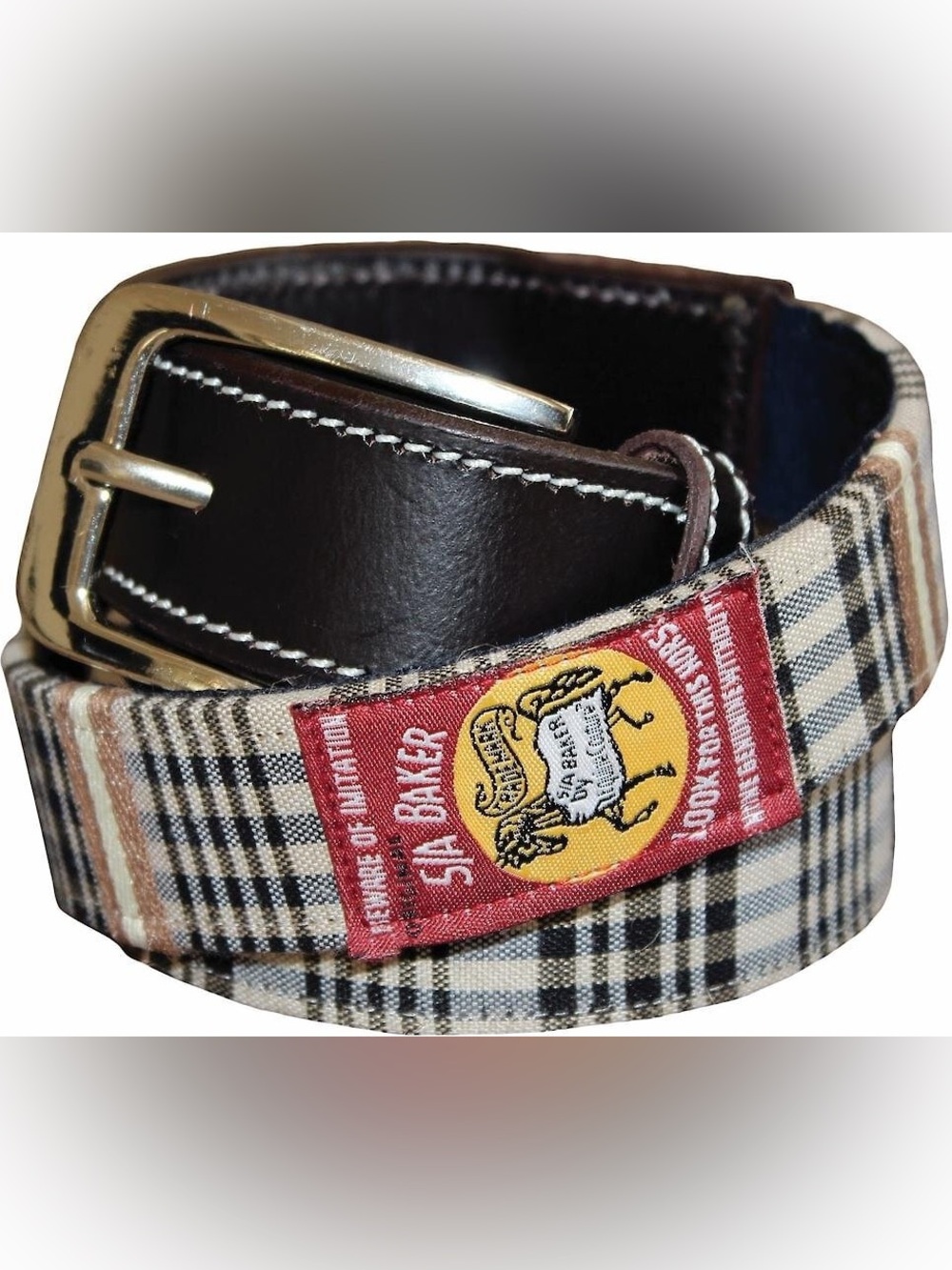 5/A Baker Classic Plaid Riding Belt Womens Size Medium